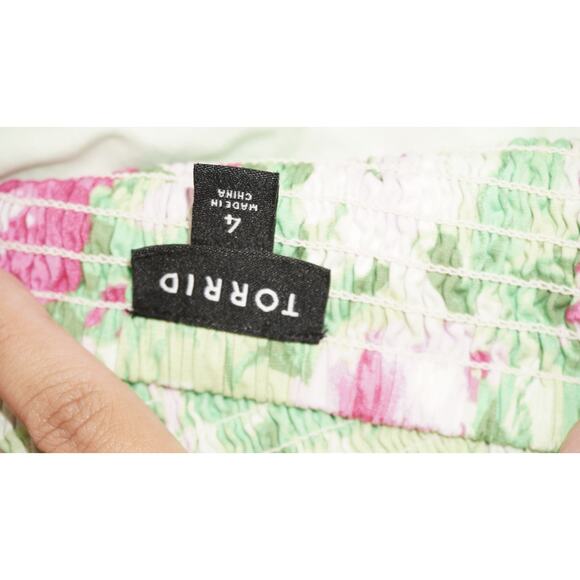 Torrid Pink Green Floral Ruffle Strap Midi Dress – Size 4X - Picture 9 of 9